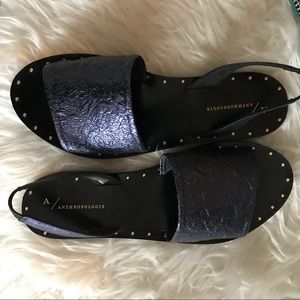 NWT Anthropologie blue metallic sandals 🦋
